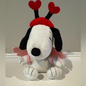 Peanuts Snoopy Cupid Valentines Day Hallmark Plush Hearts with Pink Wings 9" EUC